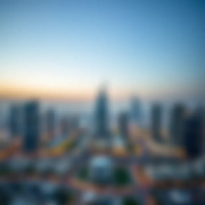 Dubai Skyline with Al Sheebani Building Highlighted Panoramic view of Dubai skyline featuring Al Sheebani Building