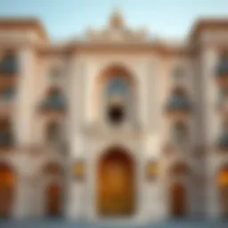 Stunning facade of Al Watan Palace showcasing intricate architectural details