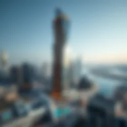 Panoramic view of Aspect Tower showcasing its unique architectural design