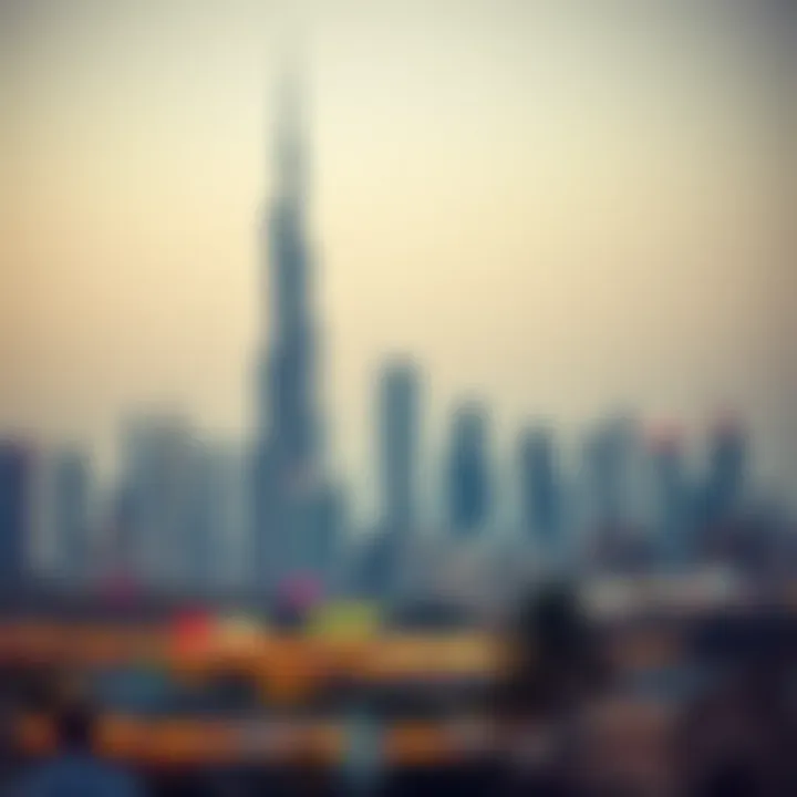 Dubai Skyline with Danube Properties Iconic skyline of Dubai featuring Danube Properties developments