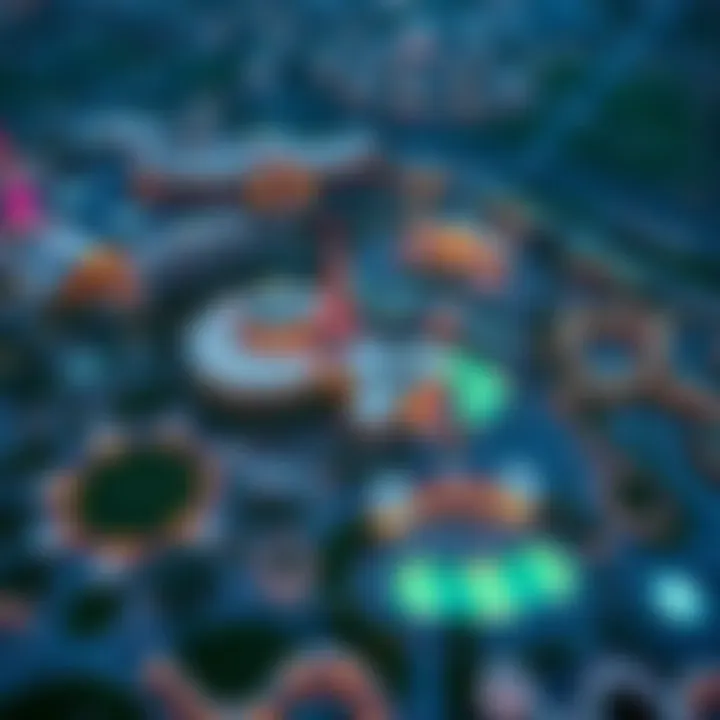 Aerial View of Dubai Parks and Resorts An aerial perspective of the entertainment complex highlighting the various facilities.