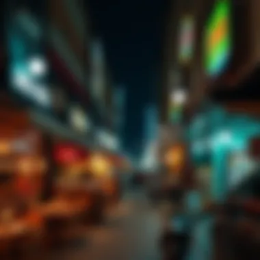 A bustling street in Dubai filled with various small dining establishments