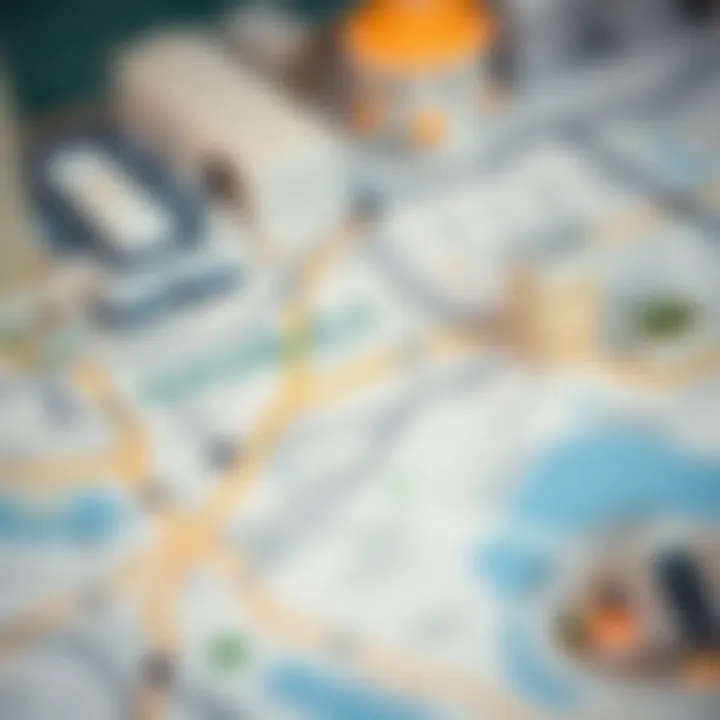 Map of Dubai highlighting key areas for renting