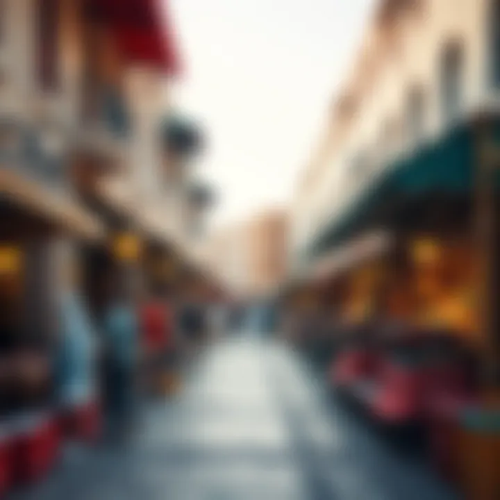 Vibrant marketplace scene in Al Seef, reflecting the area's cultural richness and economic vitality.