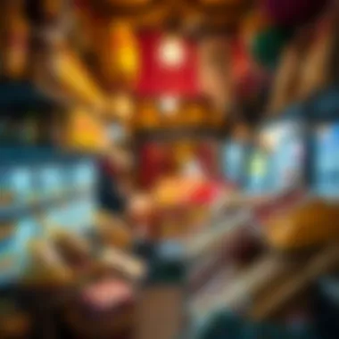 Interior view of a market stall featuring local products