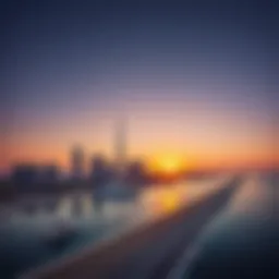 Stunning skyline view of Emaar Beachfront at sunset