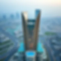 Aerial view of Bonnington Tower showcasing its unique architecture