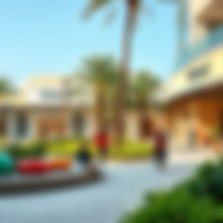 Visitors enjoying leisure activities in the landscaped areas of Cityland Mall.