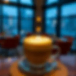 Artfully crafted latte with intricate foam design