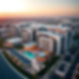 Aerial view of Creek Vistas Grande showcasing its modern architecture