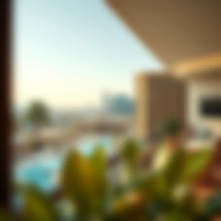 Scenic Hotel View Scenic view from a hotel balcony in Production City