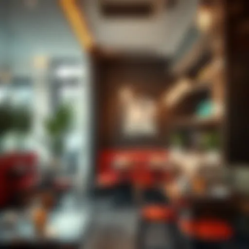 A vibrant small restaurant interior showcasing modern decor in Dubai