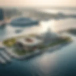 Aerial view of Mina Rashid showcasing luxury waterfront properties