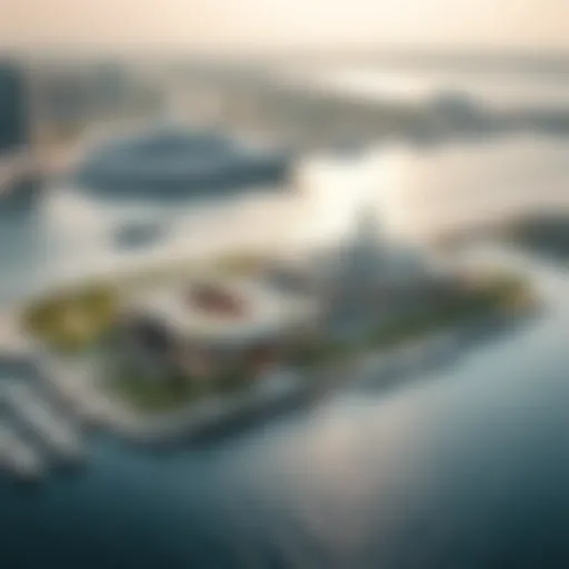 Aerial view of Mina Rashid showcasing luxury waterfront properties