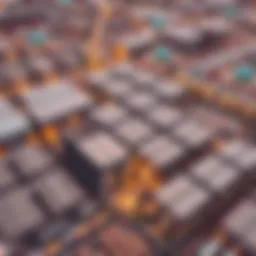 Aerial view of Dubai's industrial warehouse district showcasing modern facilities