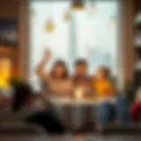 Illustration depicting family members celebrating together in Dubai