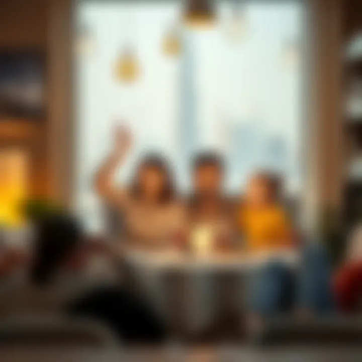 Family Celebration in Dubai Illustration depicting family members celebrating together in Dubai