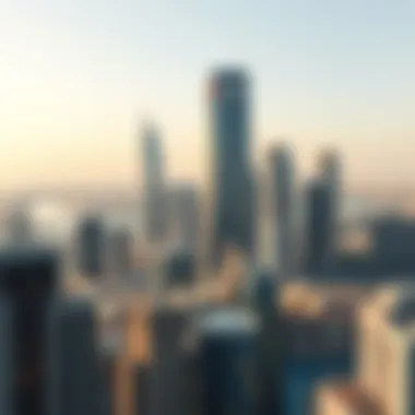 Panoramic view of Downtown Dubai with HSBC Tower