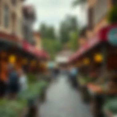 A bustling marketplace within the Irish Village Studio City highlighting local traditions