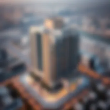 Aerial View of Jassem Building Aerial view of Jassem Building in Dubai South showcasing its modern architecture