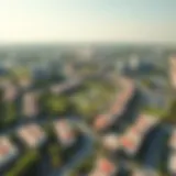 Aerial view showcasing the distinct layout and greenery of Jumeirah Circle Village