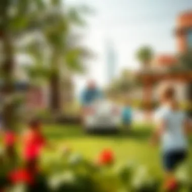 Community park with families enjoying outdoor activities in Jumeirah Circle Village