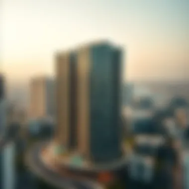 Aerial perspective of the prime location of Lulu Express Olive Tower in Dubai