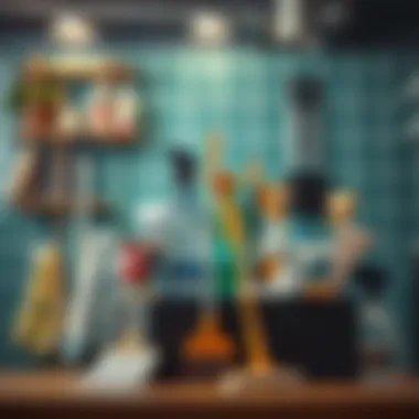 Diverse range of cleaning tools and products