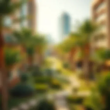 Sustainable Green Areas in Masdar City A green space in Masdar City, emphasizing sustainable living