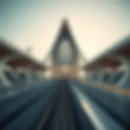 Metro station view with modern architecture