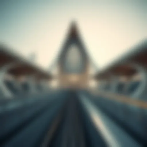 Metro station view with modern architecture