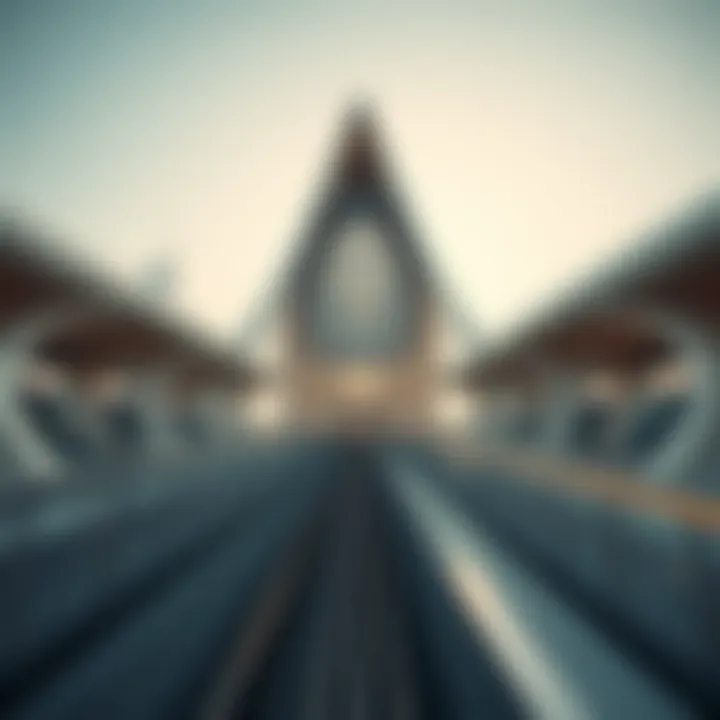 Metro station view with modern architecture