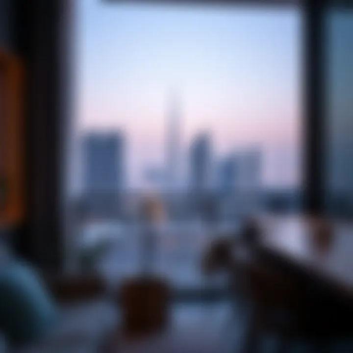 Balcony View from Studio Apartment An inviting balcony view from a studio apartment overlooking the city skyline