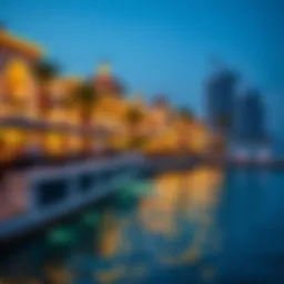 A stunning view of the Pointe Palm Jumeirah waterfront with luxury dining options.