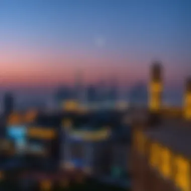 Serene evening view of Dubai skyline during Ramadan