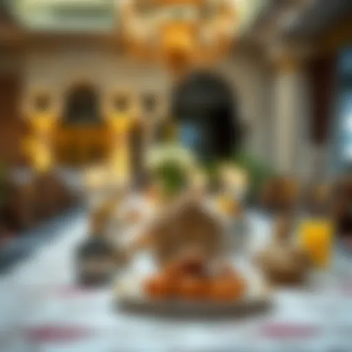 The Essence of Iftar: A Festive Table Setting Traditional iftar table adorned with dates and refreshments