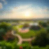 A panoramic view of South Ridge Park showcasing its lush greenery and community spaces