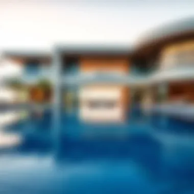 Elegant infinity swimming pool design featuring modern architecture