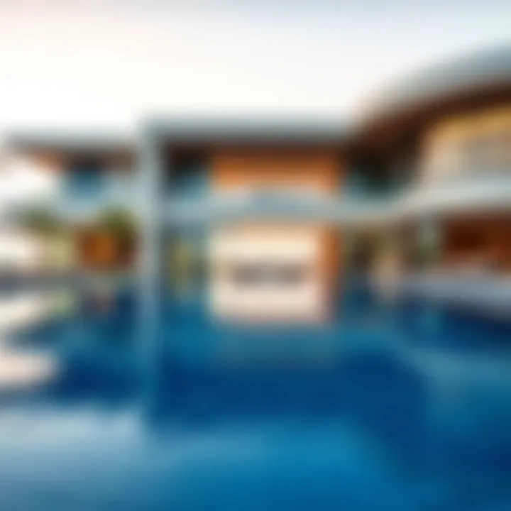 Elegant infinity swimming pool design featuring modern architecture