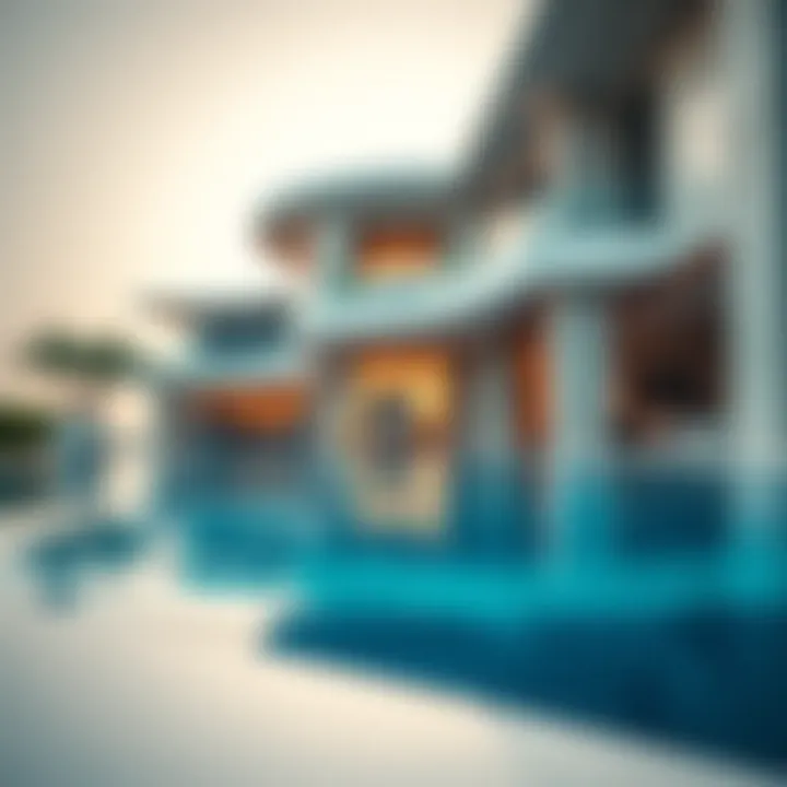 Architectural details of a high-end villa featuring an infinity pool