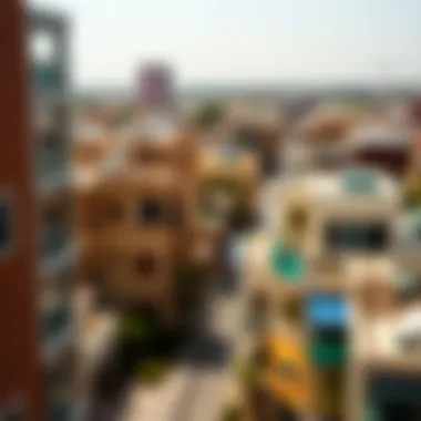 Panoramic view of a vibrant Dubai neighbourhood