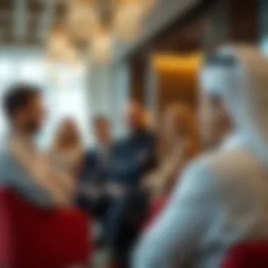 Engaging Investors: Conversations Around Dubai's Real Estate Market A diverse group of investors engaging in a discussion about real estate