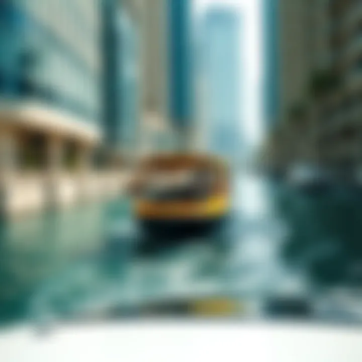 Navigating Dubai Canals by Water Taxi Water taxi navigating through Dubai's canals