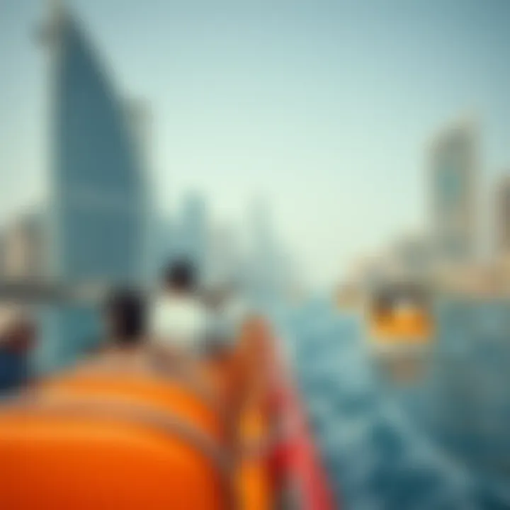 Enjoying a Water Taxi Ride in Dubai Tourists enjoying a water taxi ride in Dubai